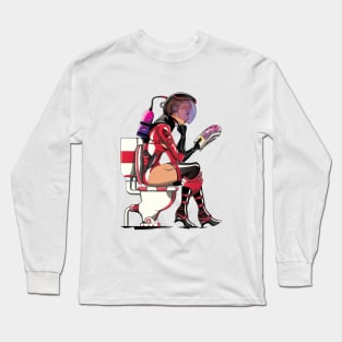 Space Astronaut on the Toilet Long Sleeve T-Shirt